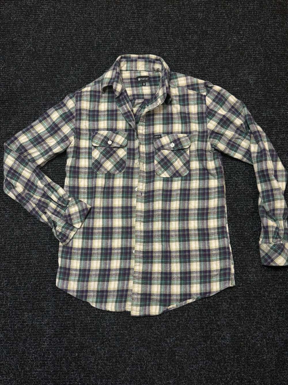 Matix Bronx Mens Slim Fit Plaid Long Sleeve Flannel Button-Up Shirt Small Gorpco